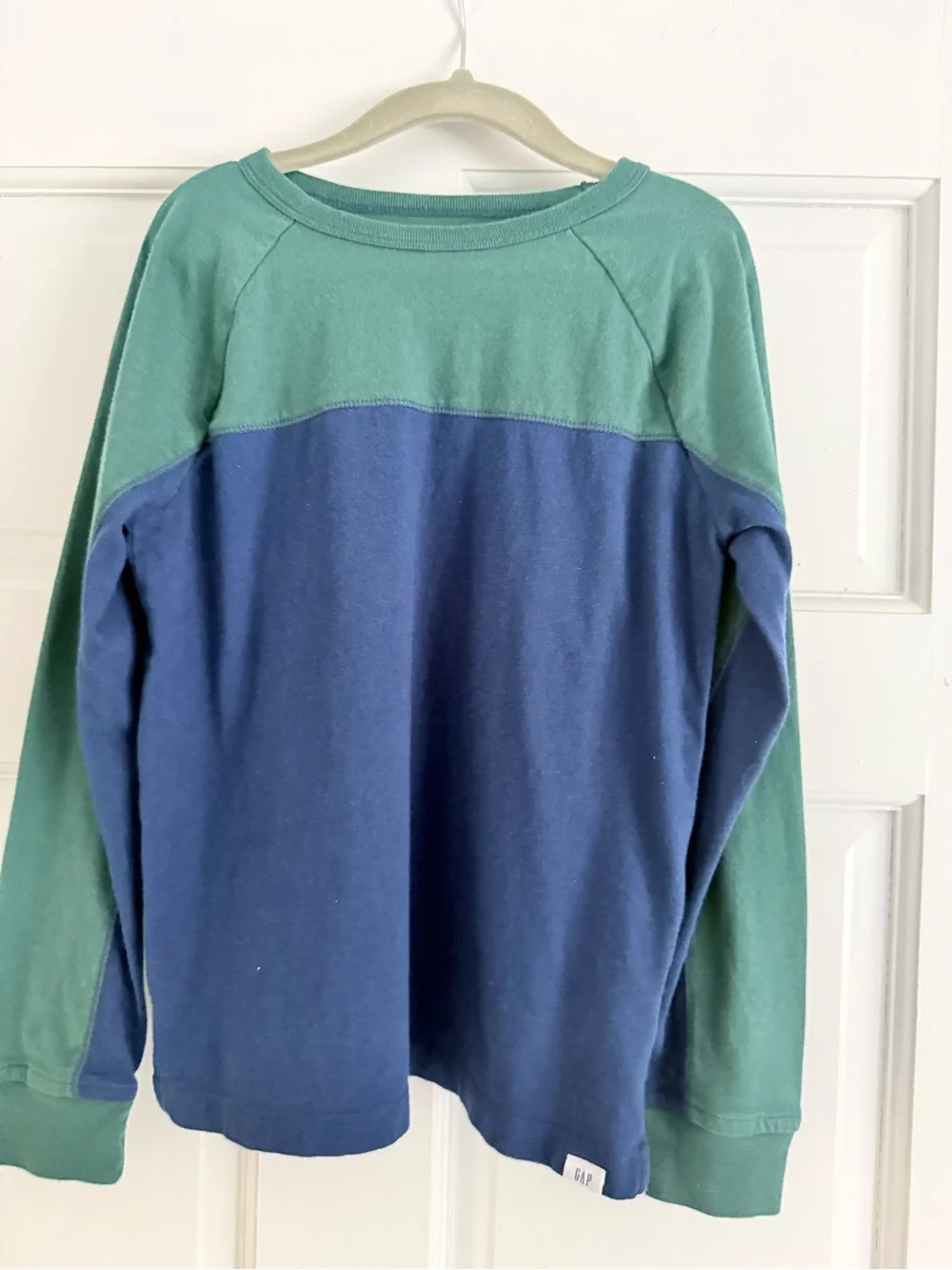 GAP Boys Two-Tone Green and Navy Long-Sleeve Tee